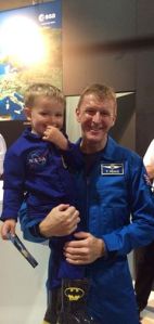 Logan meets Astronaut Tim Peake at Farnborough.